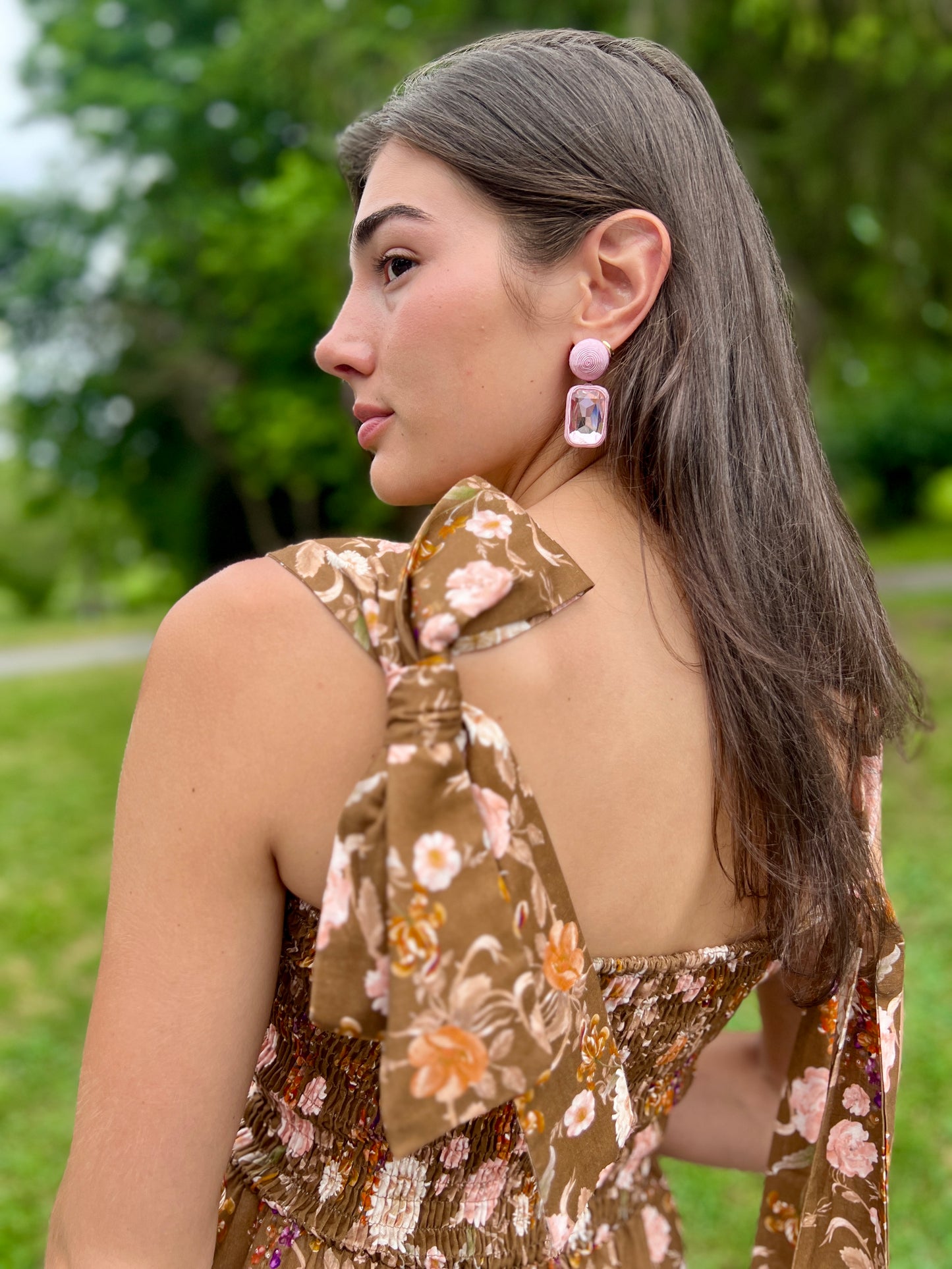 Emma Bow Maxi Dress | Brown Chinoiserie