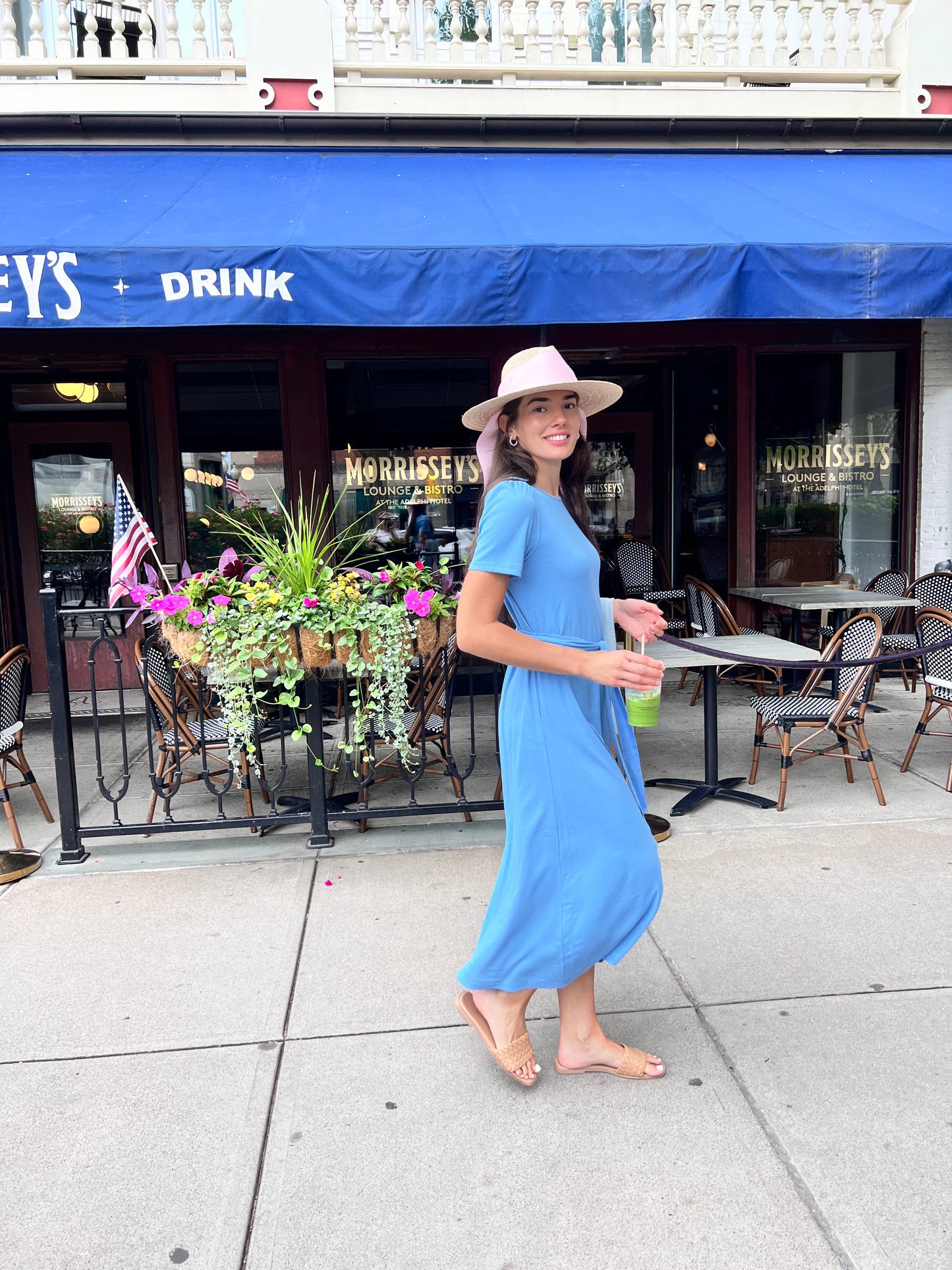 (PRE-ORDER) Puff Sleeve Tee Shirt Dress - Blue Cotton Rib