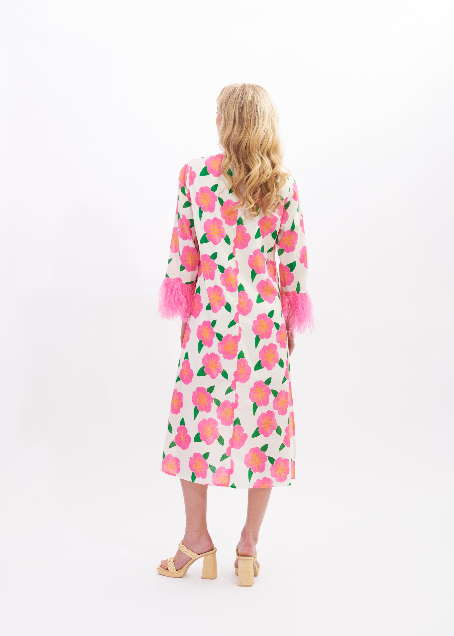 Dolly Feather Kaftan | Hibiscus
