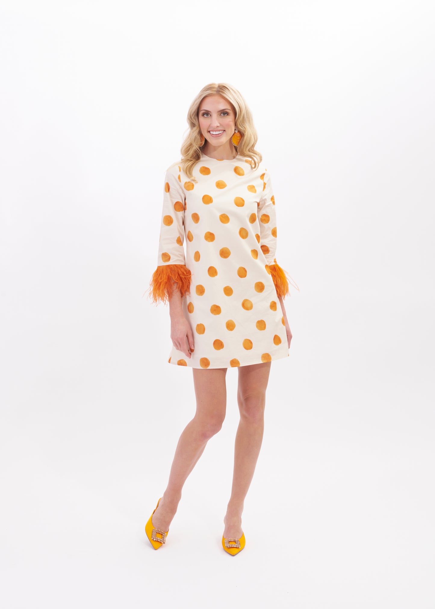 Eva Feather Dress | Orange Dot