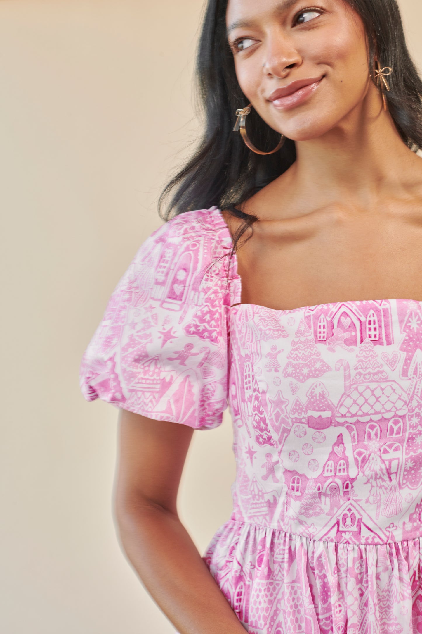 Puff Sleeve Mini Dress | Pink Gingerbread