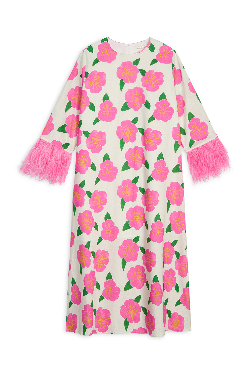 Dolly Feather Kaftan | Hibiscus