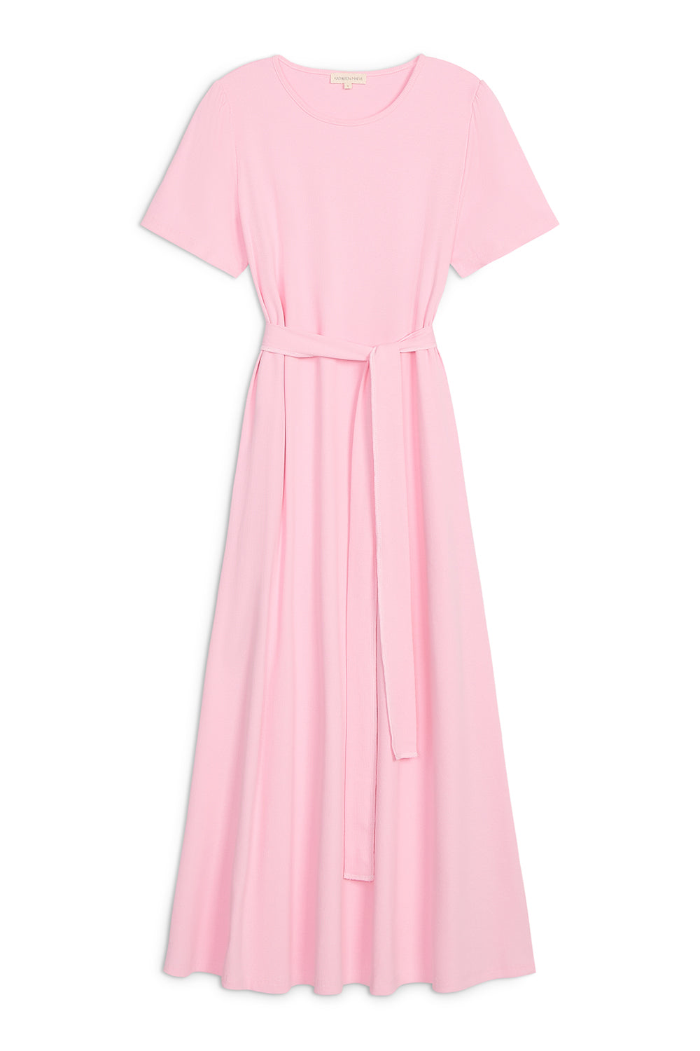 Puff Sleeve Tee Shirt Dress | Pink Cotton Rib