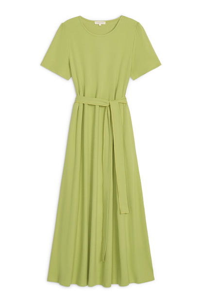 (PRE-ORDER) Puff Sleeve Tee Shirt Dress - Green Cotton Rib