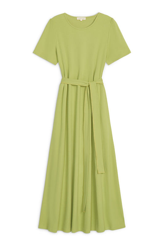(PRE-ORDER) Puff Sleeve Tee Shirt Dress - Green Cotton Rib