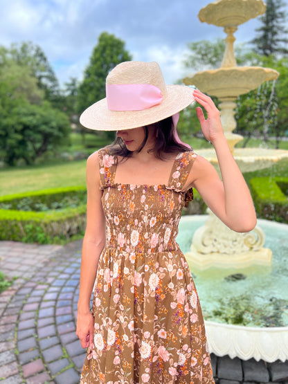 Emma Bow Maxi Dress | Brown Chinoiserie