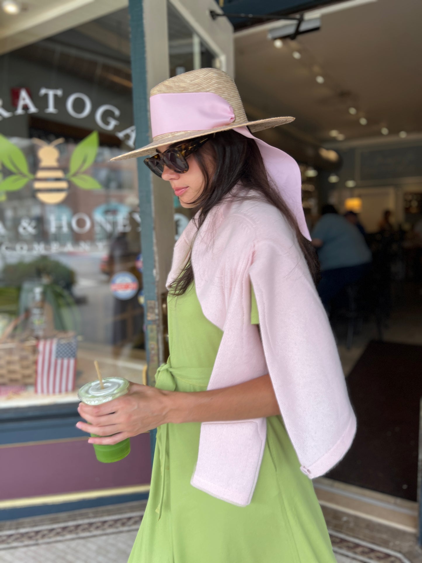 (PRE-ORDER) Puff Sleeve Tee Shirt Dress - Green Cotton Rib