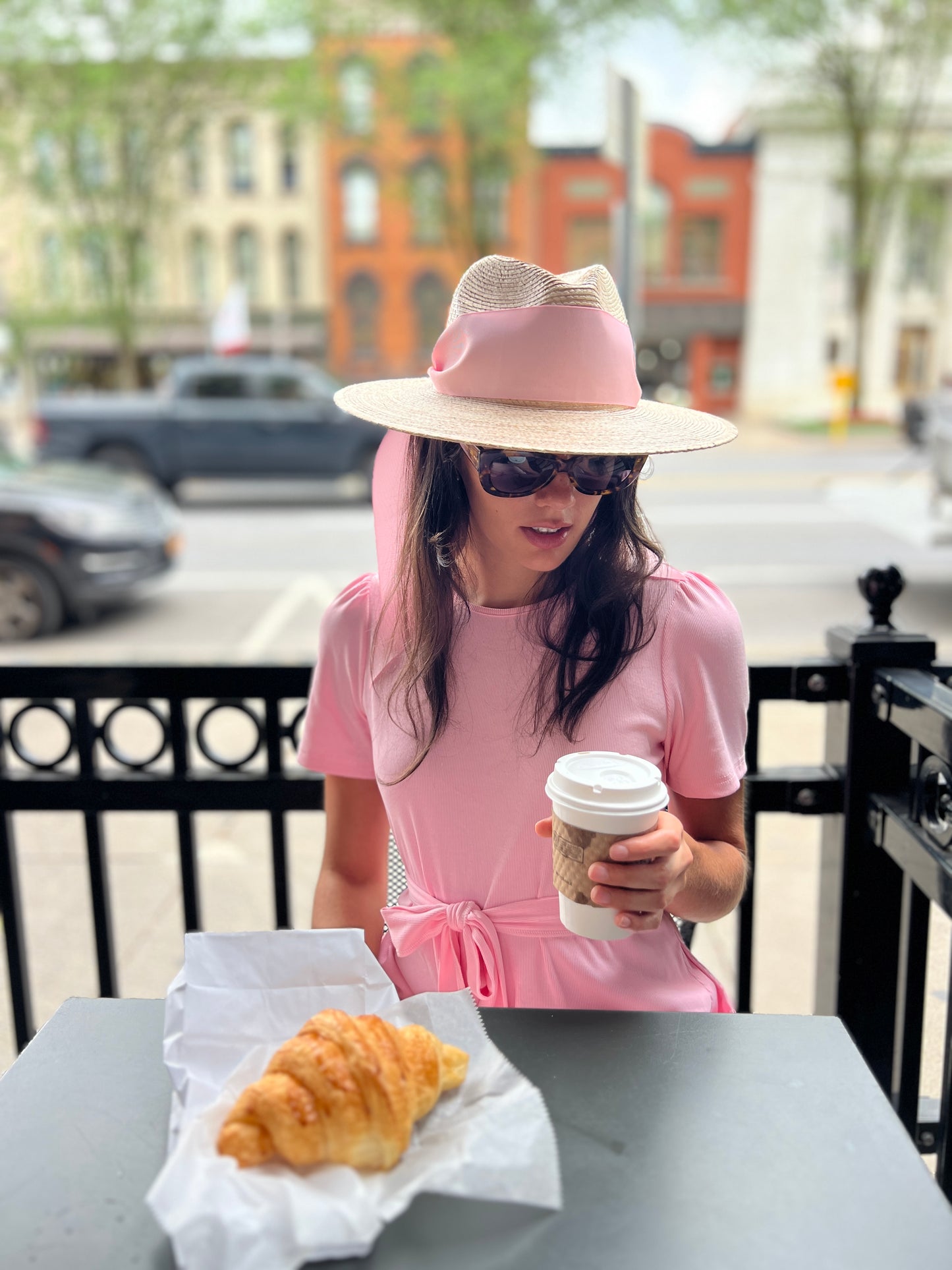 Puff Sleeve Tee Shirt Dress | Pink Cotton Rib