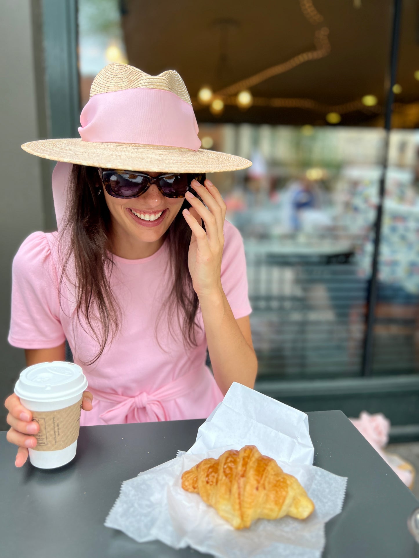 Puff Sleeve Tee Shirt Dress | Pink Cotton Rib