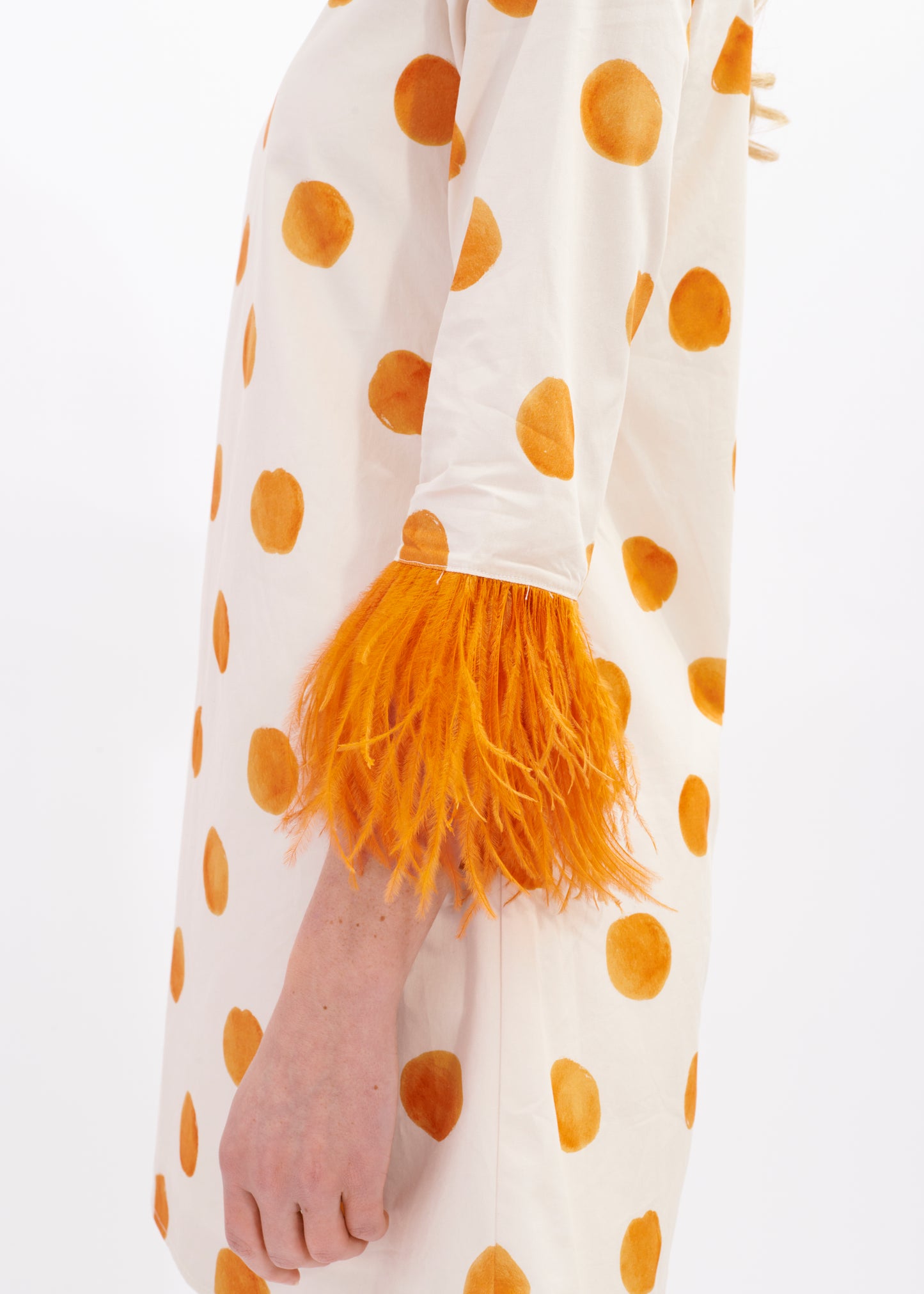 Eva Feather Dress | Orange Dot